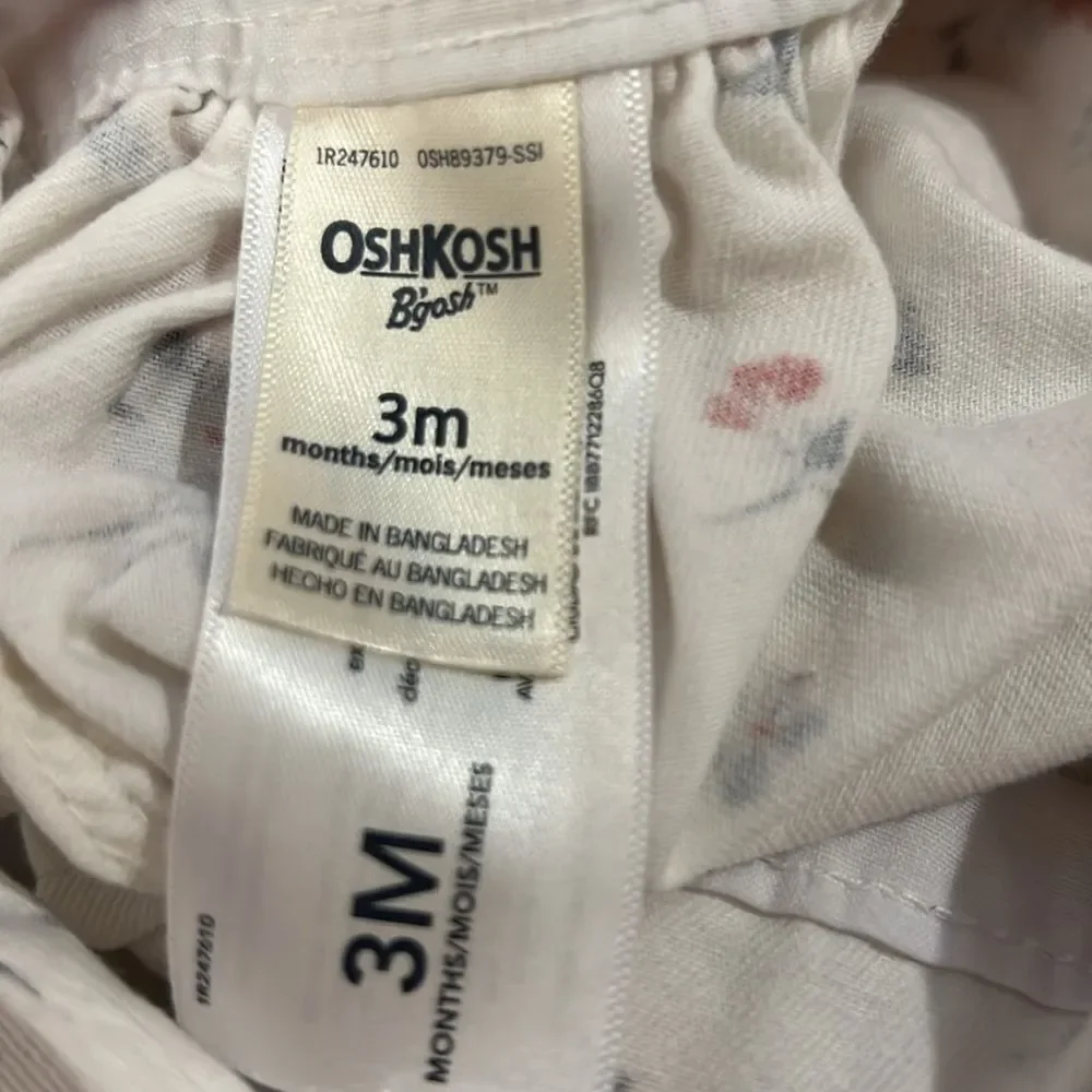OshKosh B’Gosh white cotton red and blue floral overall dress EUC size 3 months